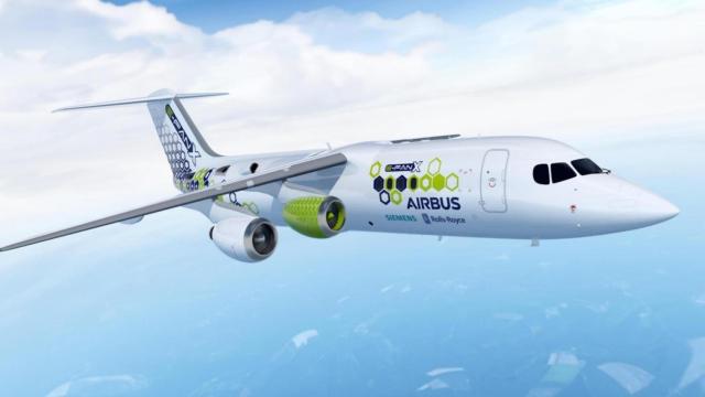 Concepto de avión híbrido de Airbus.