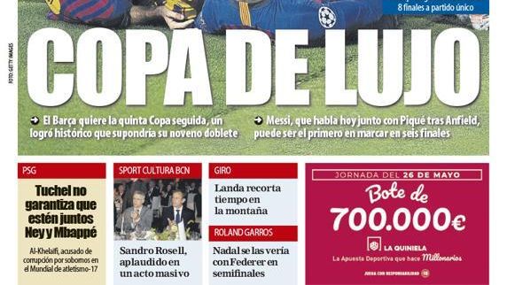 La portada del diario Mundo Deportivo (24/05/2019)