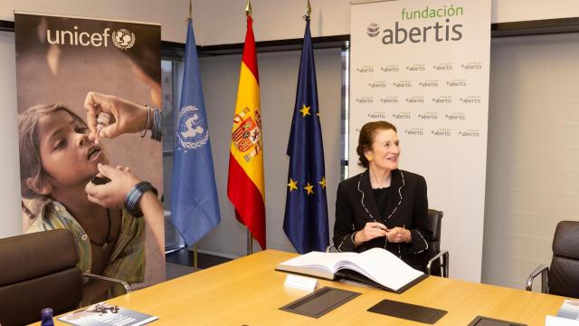 La directora ejecutiva de Unicef, Henrietta H. Fore, en el encuentro con la Fundación Abertis, en Madrid.