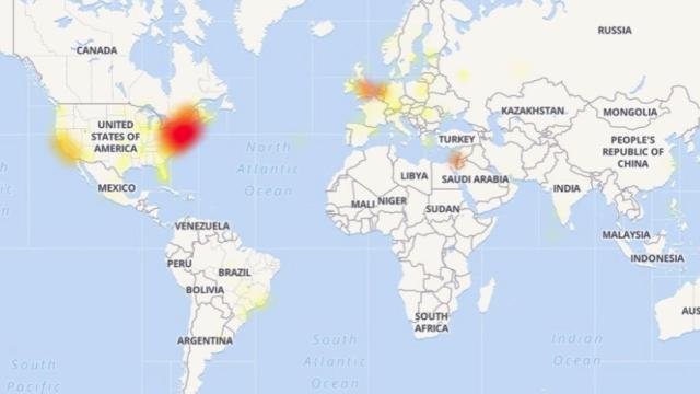 Mapa de la caída de Google.