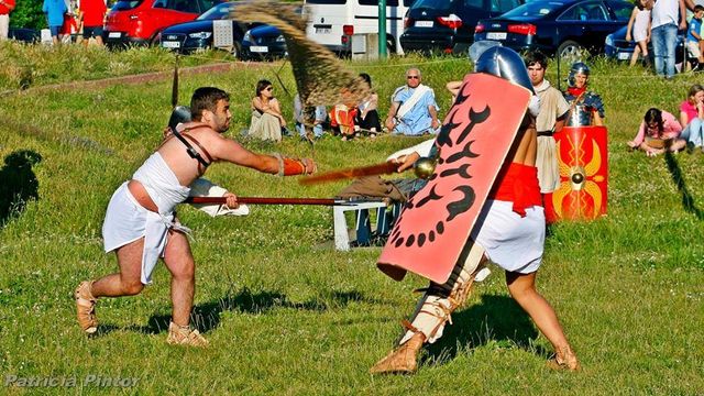 Representación de una lucha entre gladiadores