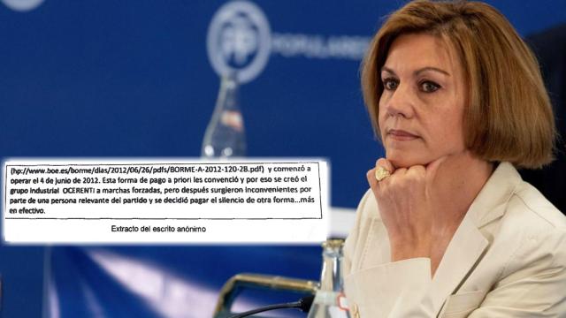 María Dolores Cospedal, exsecretaria general del Partido Popular, y el anónimo remitido al juez José De la Mata.