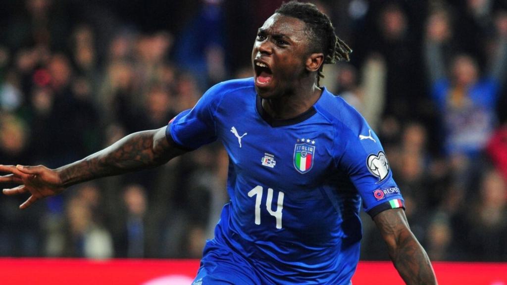 Moise Kean, en un partido con la selección de Italia