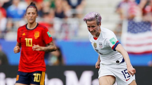 Jenni Hermoso y Rapinoe, en un momento del partido entre España y EEUU