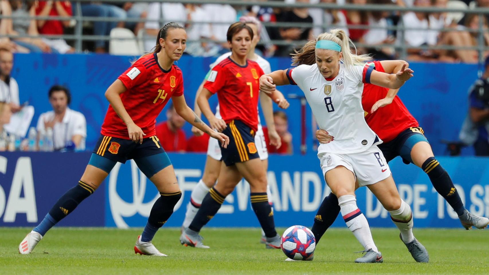 Imagen de archivo de la selección española de fútbol jugando contra EEUU.