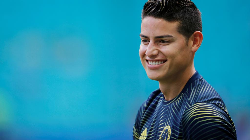 James Rodríguez, durante un entrenamiento con Colombia