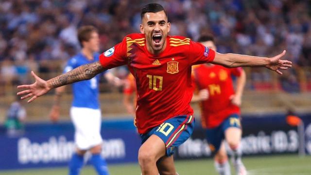 Ceballos celebra un gol con la sub21. Foto: Twitter (@DaniCeballos46)