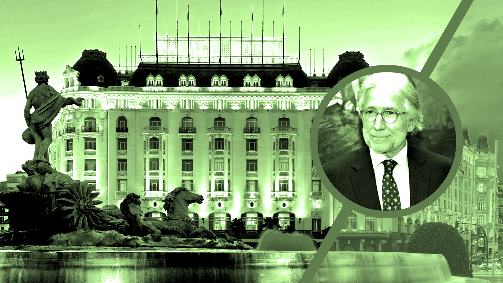 El presidente de Fomento del Trabajo Nacional, Josep Sánchez Llibre, y el hotel Palace de Madrid.