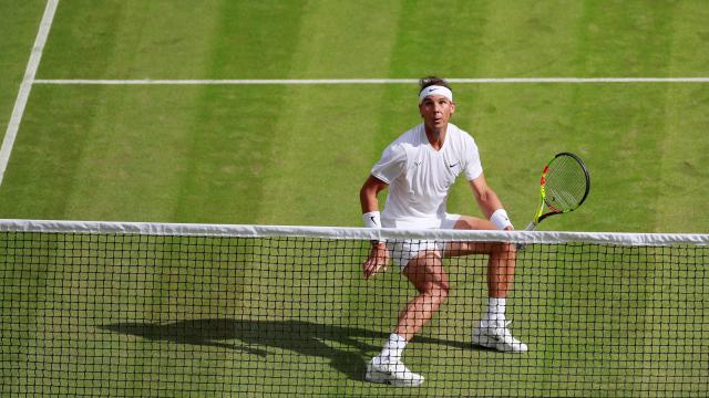 Nadal, durante su estreno en Wimbledon.