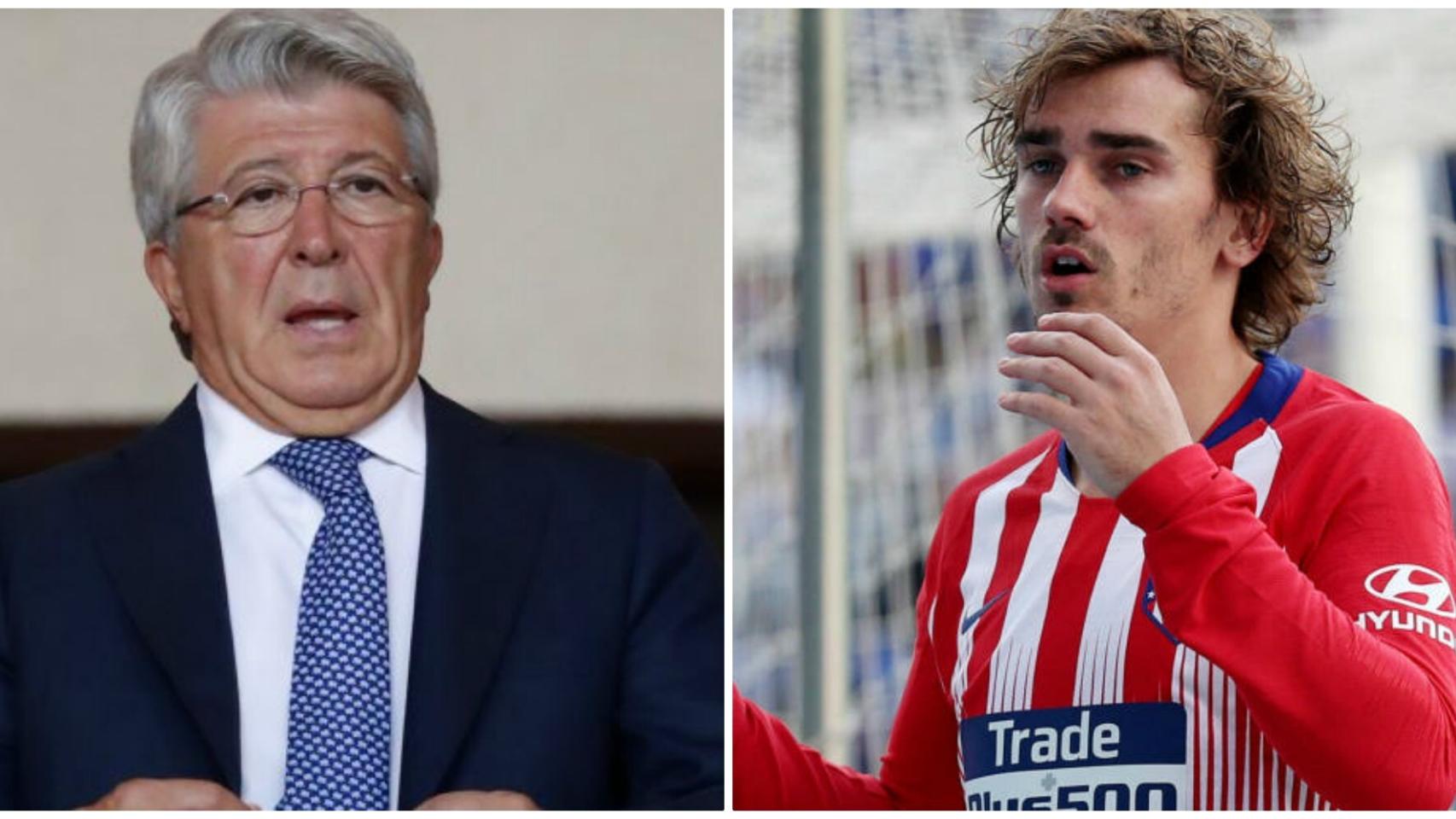 Enrique Cerezo, presidente del Atlético de Madrid, y Antoine Griezmann.