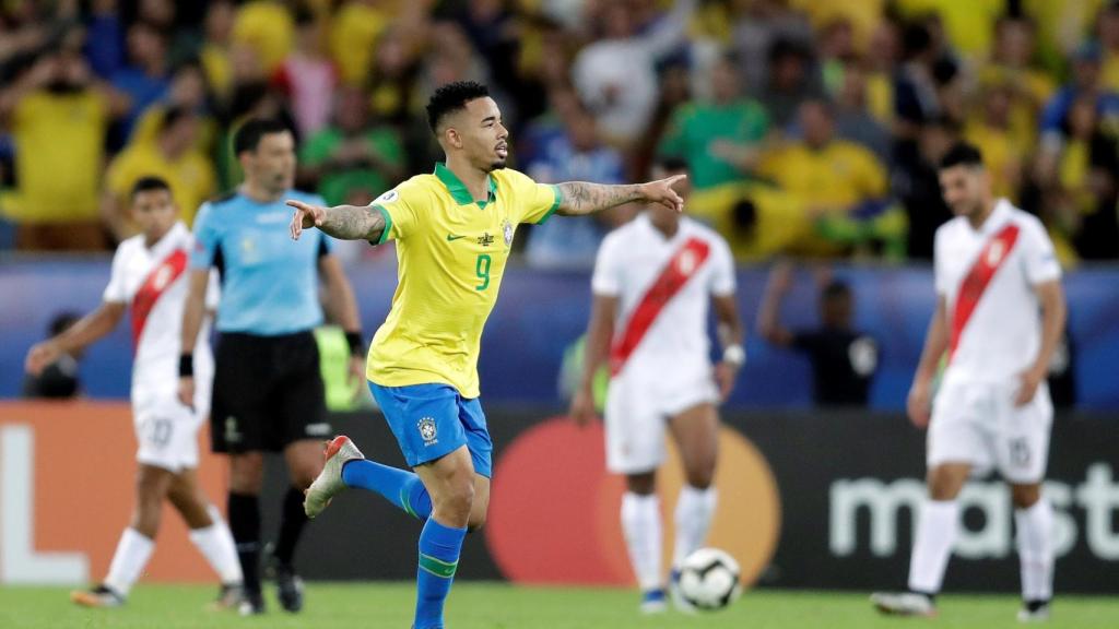 Gabriel Jesús, tras anotar uno de los goles del partido