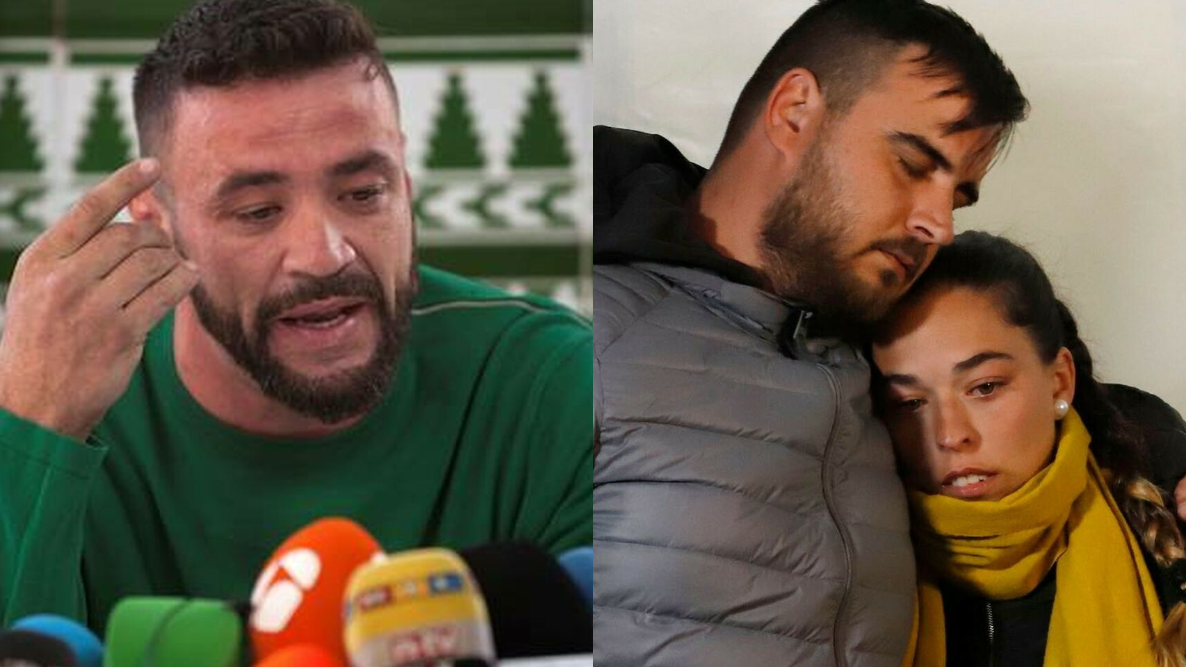 David Serrano, dueño de la finca, y José y Vicky, los padres de Julen