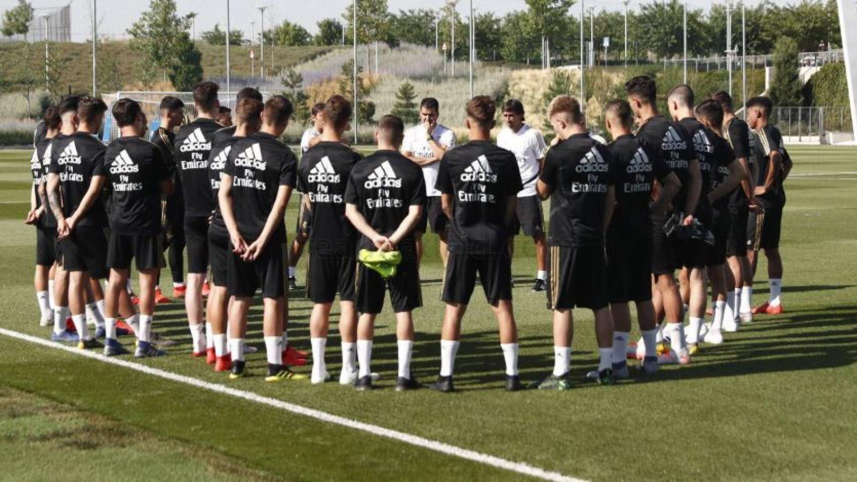 Raúl González, durante su primer entrenamiento con el Castilla