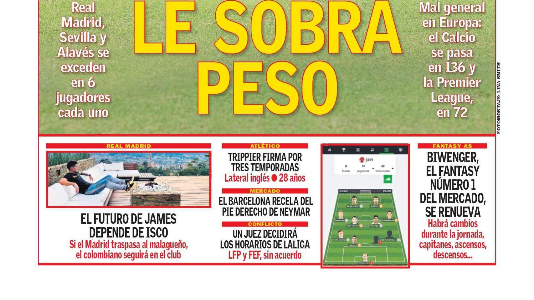La portada del diario AS (18/07/2019)