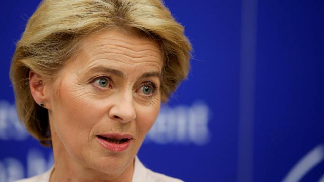 Ursula von der Leyen, durante la rueda de prensa posterior a la votación en la Eurocámara