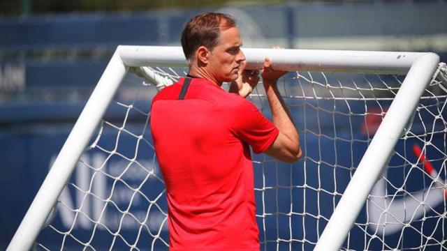 Tuchel, durante un entrenamiento del PSG. Foto: psg.fr