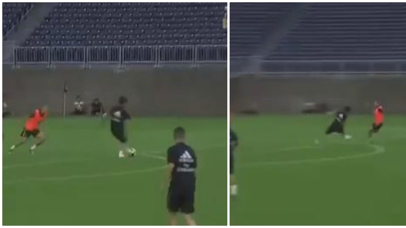 Kubo durante el entrenamiento del Real Madrid