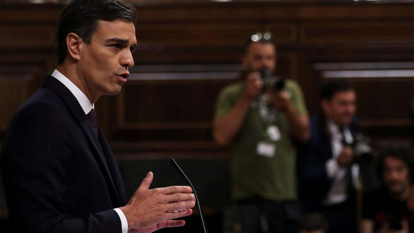 Pedro Sánchez, este lunes en el Congreso.