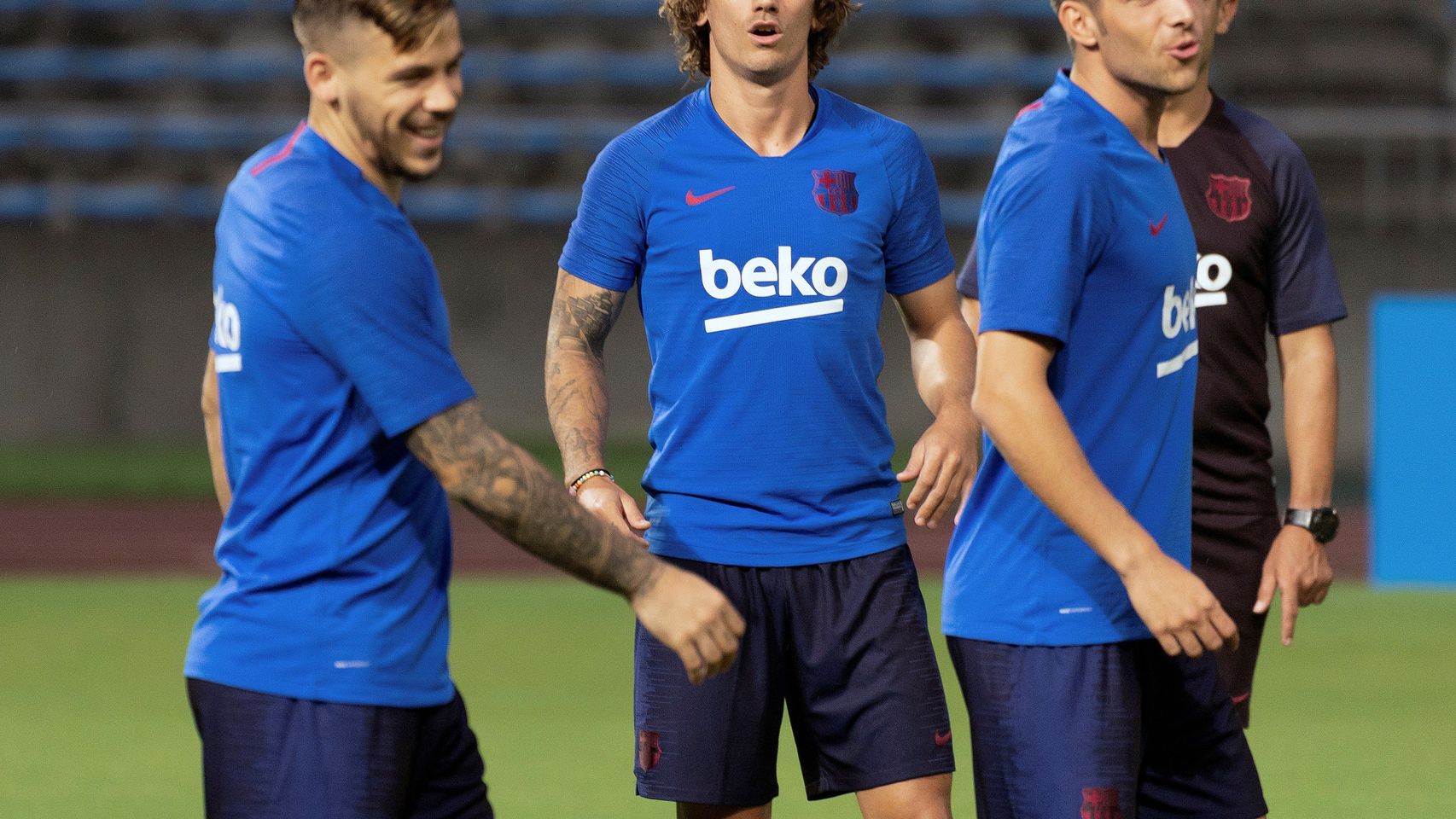 Griezmann en un entrenamiento del Barcelona