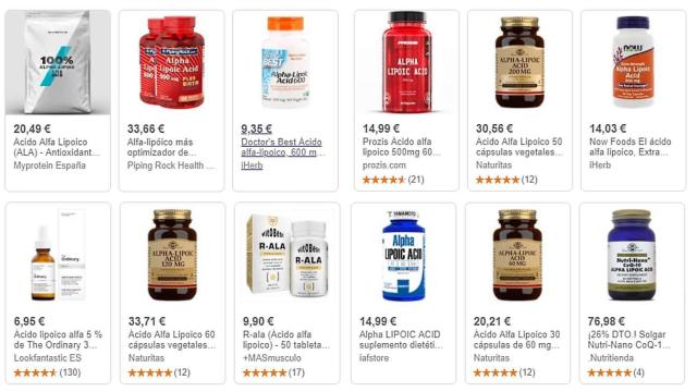 Docenas de suplementos de ácido alfa lipoico se venden sin restricciones en la Red.
