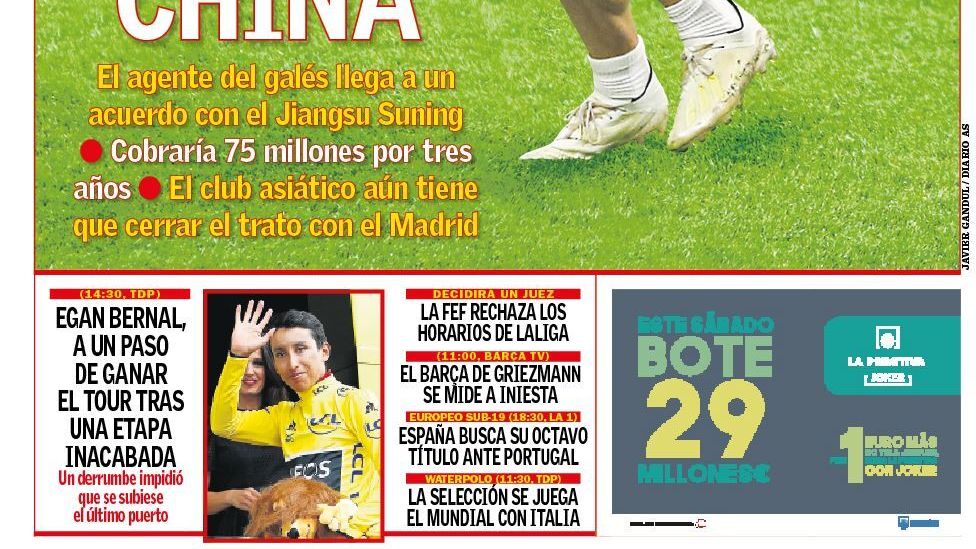 La portada del diario AS (27/07/2019)