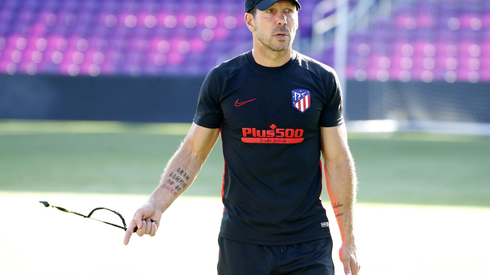 Simeone en un entrenamiento del Atlético de Madrid