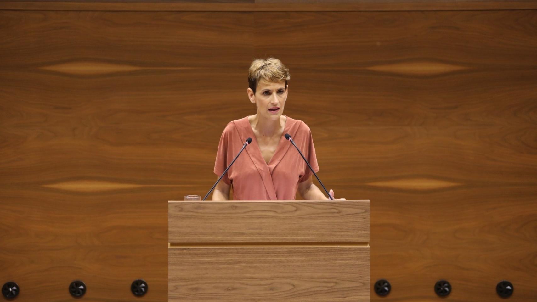 María Chivite durante la sesión de investidura.