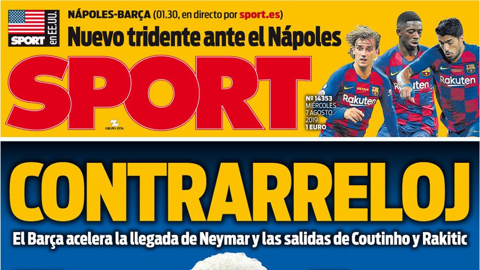 La portada del diario Sport (07/08/2019)