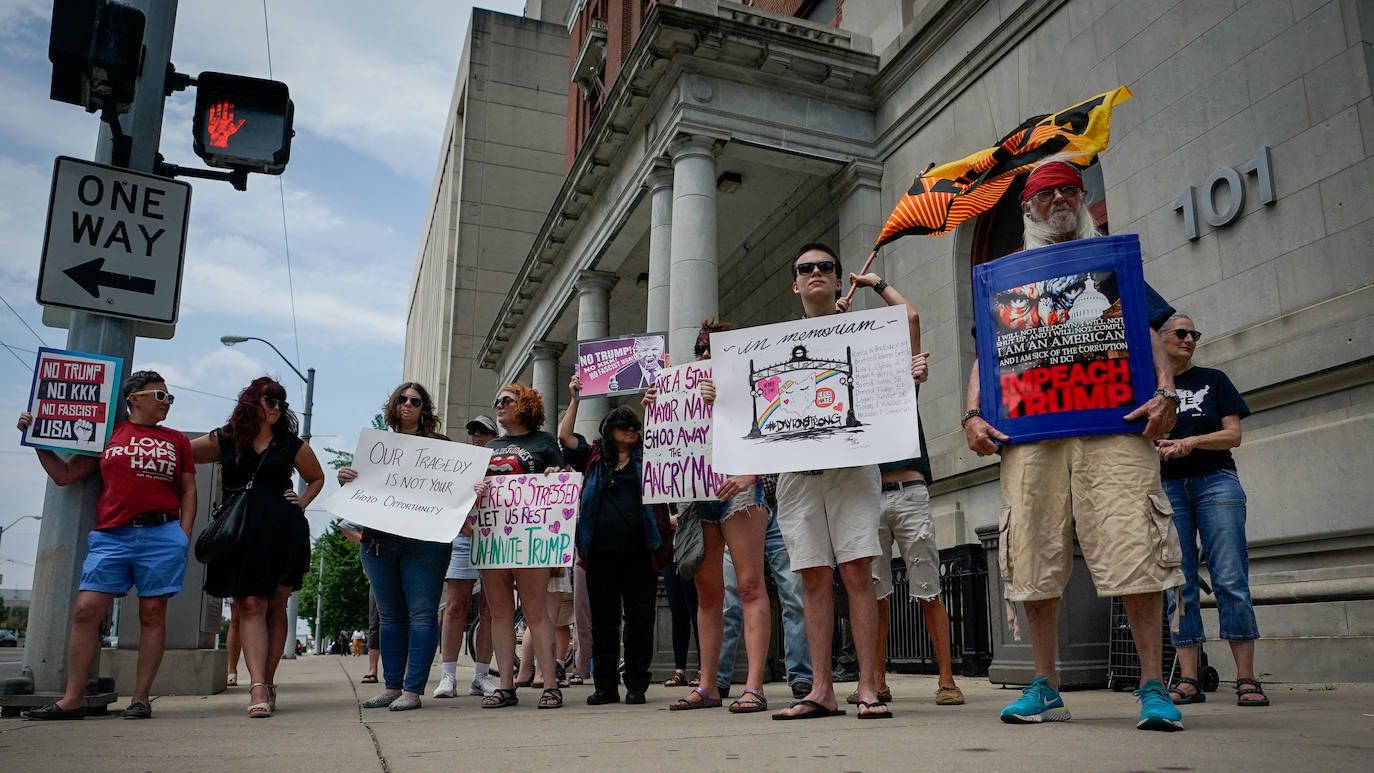 Manifestantes en Dayton.