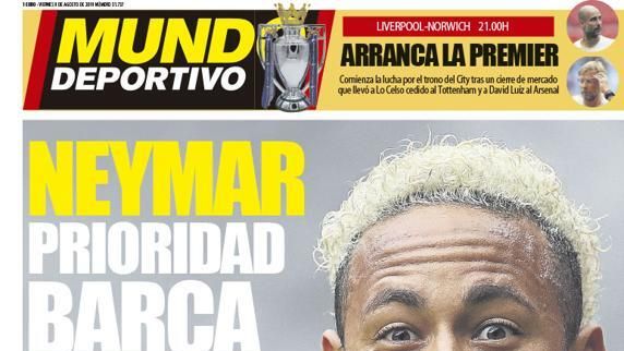 La portada del diario Mundo Deportivo (09/08/2019)
