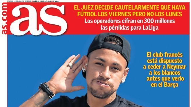 La portada del diario AS (10/08/2019)