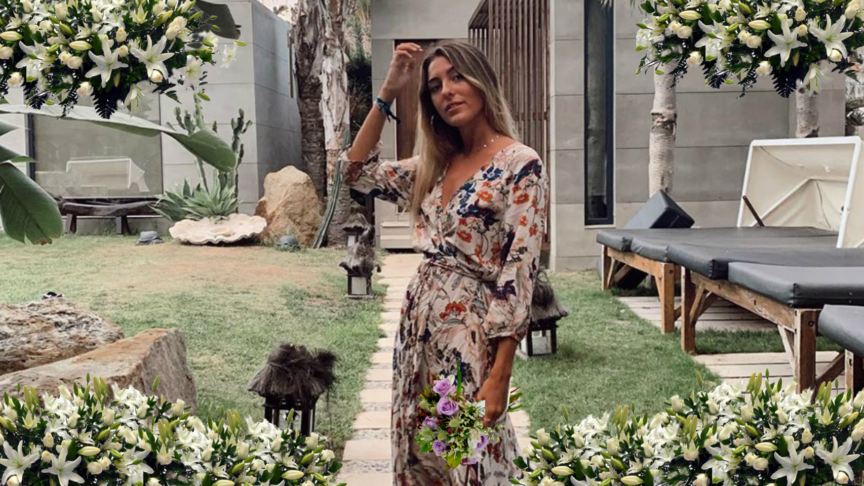 Anna Padilla en un montaje de JALEOS frente al hotel.