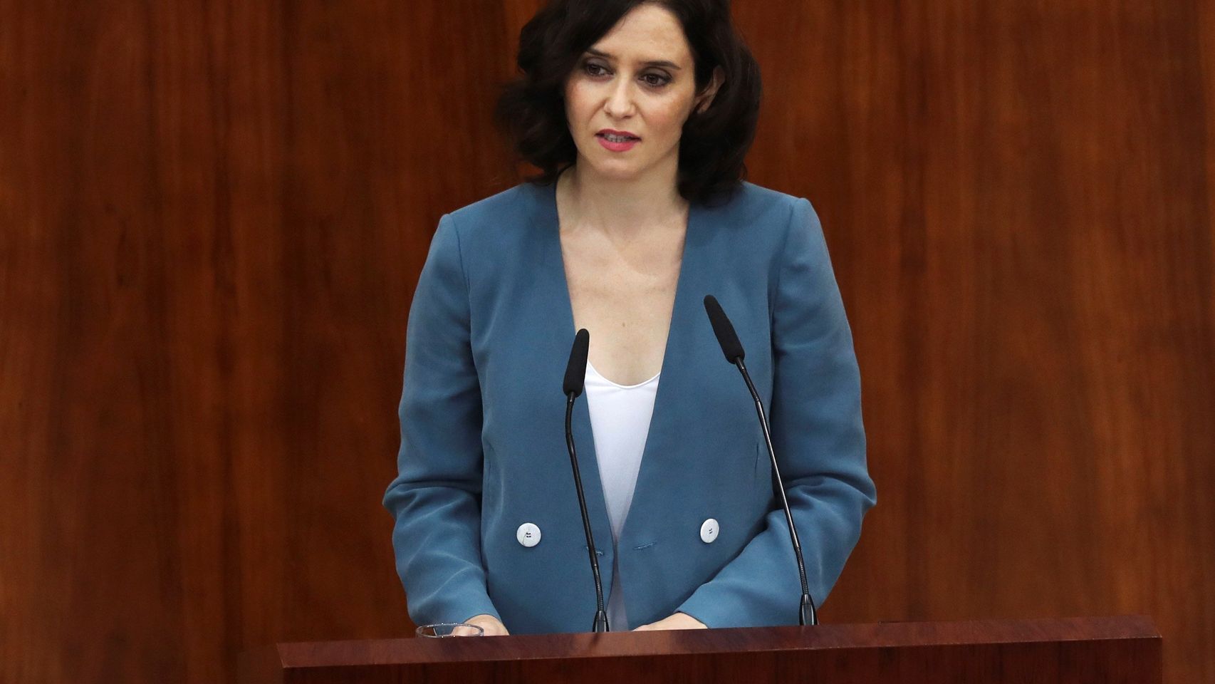 Ayuso, durante su discurso de la primera sesión del pleno de investidura.