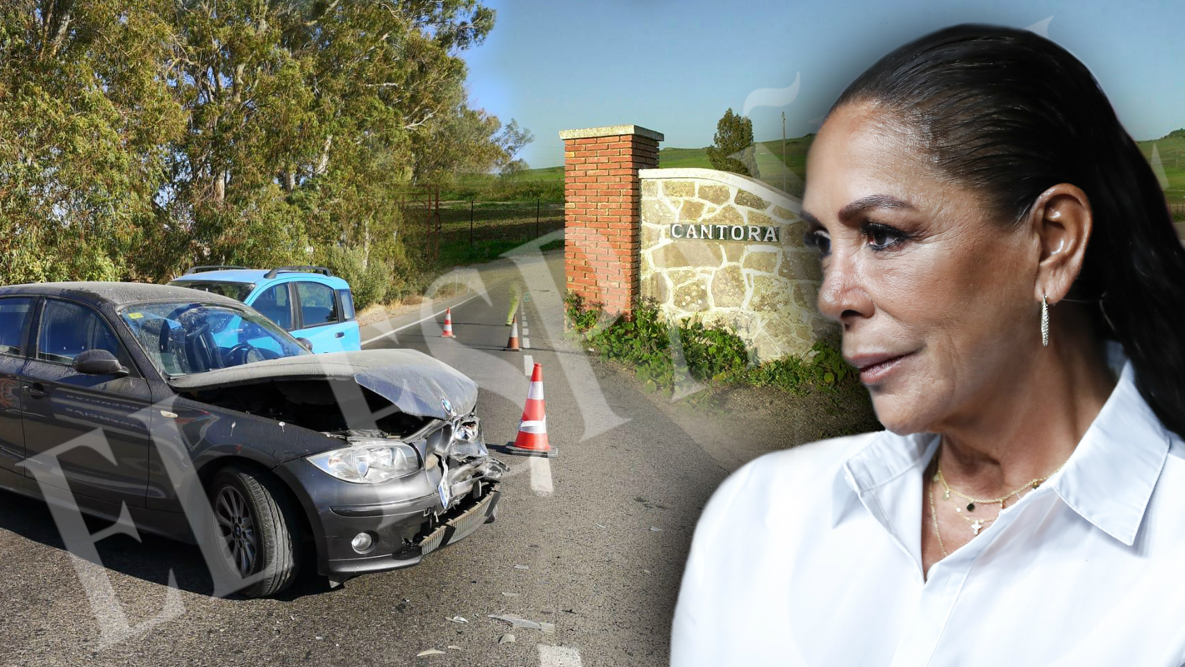 Imagen del accidente (EL ESPAÑOL) en un montaje de Jaleos.