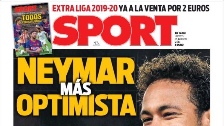 La portada del diario Sport (15/08/2019)