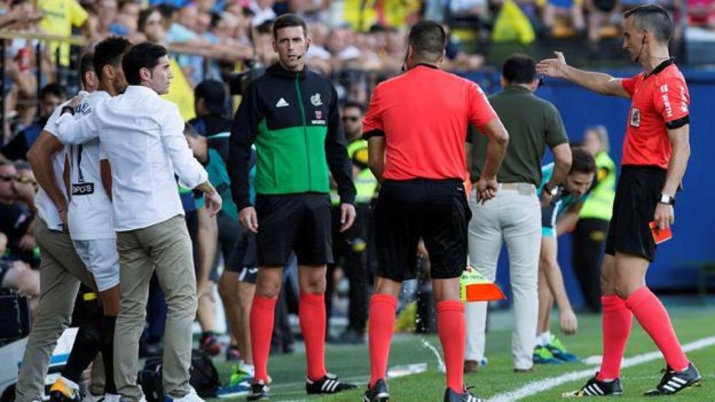 Marcelino, tras ser expulsado durante un partido