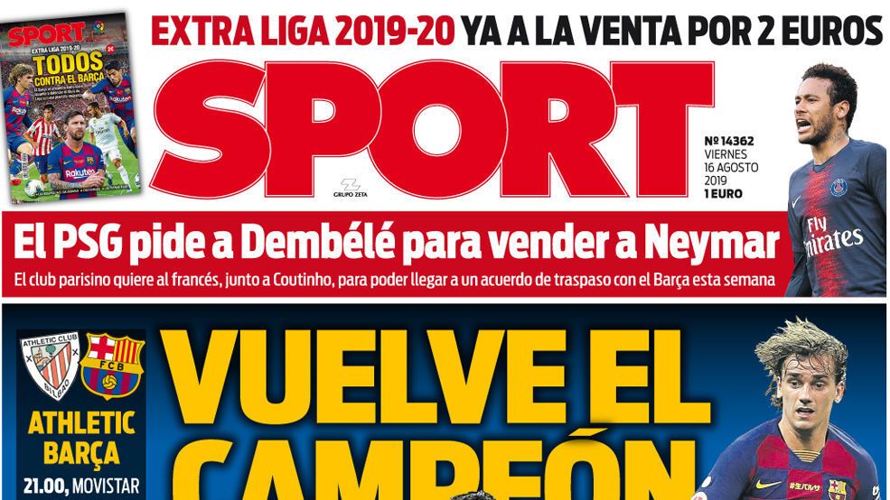 Portada Sport (16/08/19)