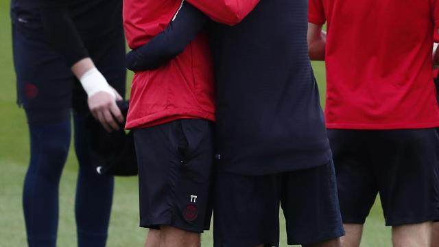 Tuchel y Neymar durante una sesión de entrenamiento del PSG