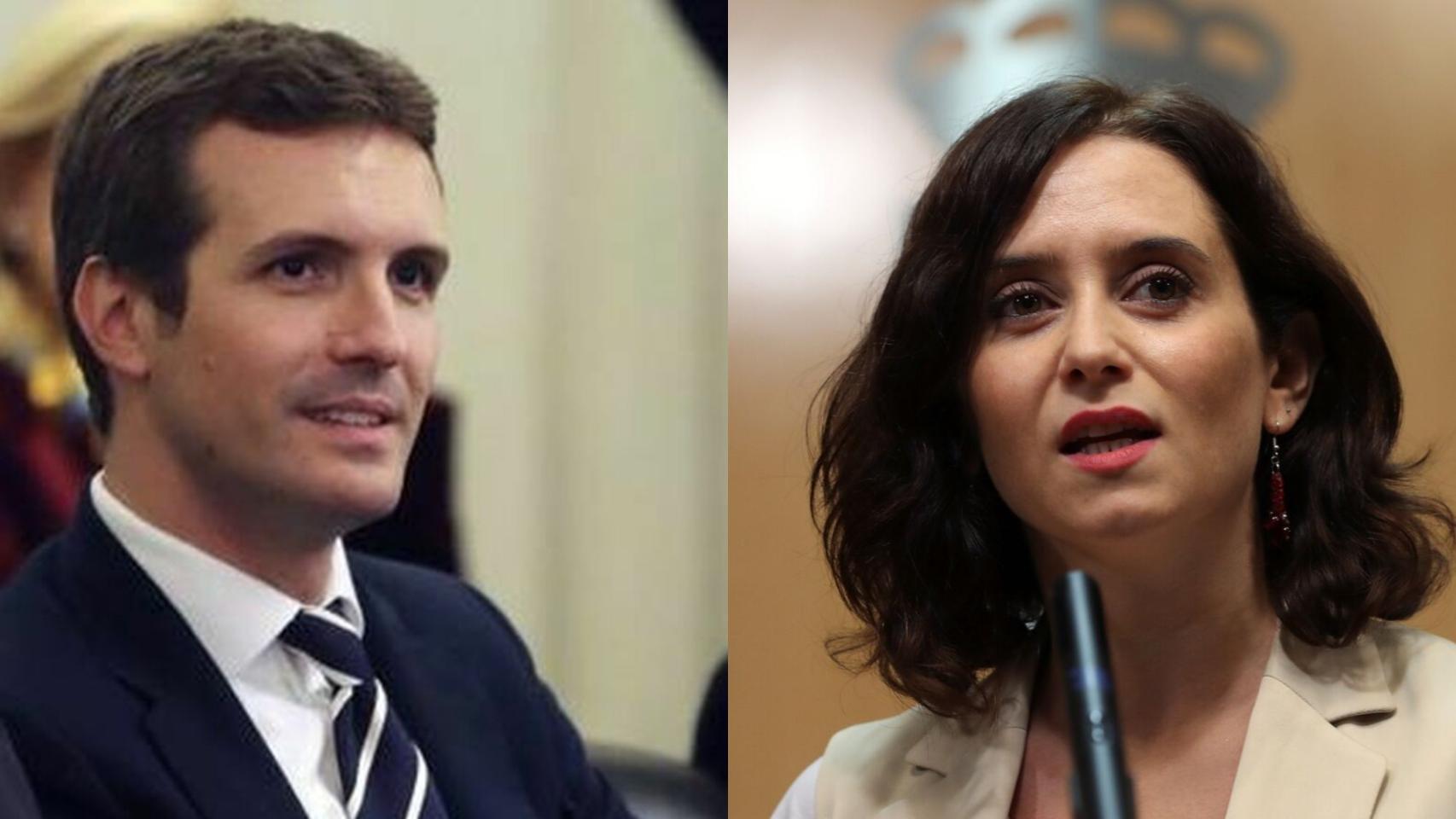 Pablo Casado e Isabel Díaz Ayuso en dos fotos de archivo.