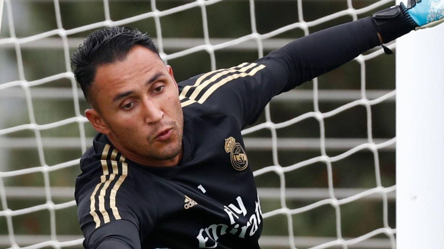 Keylor Navas, en un entrenamiento del Real Madrid