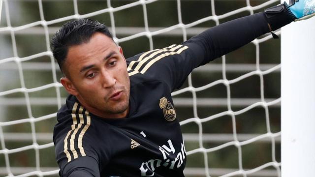Keylor Navas, en un entrenamiento del Real Madrid