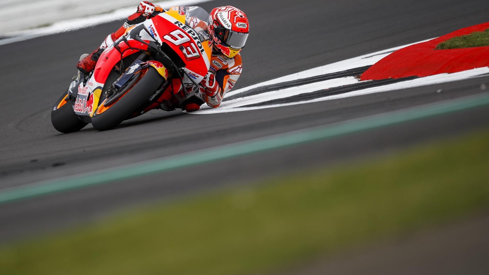 Marc Márquez, durante la sesión de clasificación del Gran Premio de Gran Bretaña, en Silverstone.