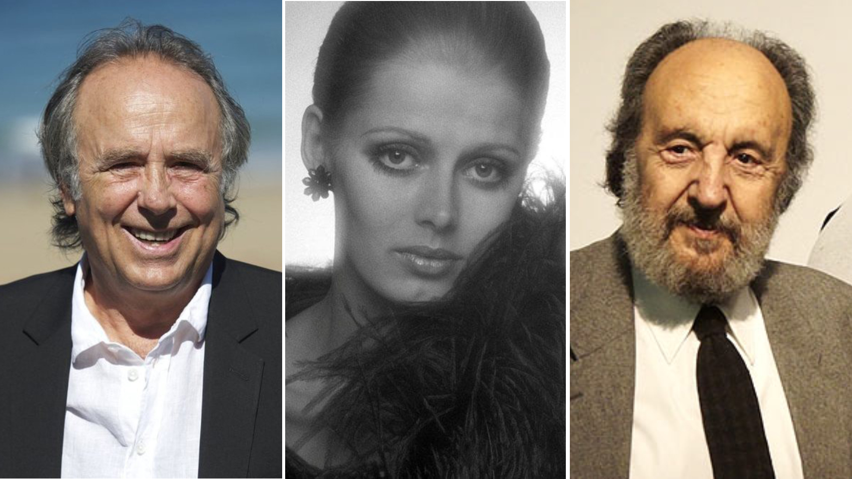 Serrat, la modelo Susan Holmquist y Leopoldo Pomés.