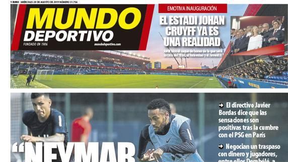 Portada Mundo Deportivo (28/08/19)