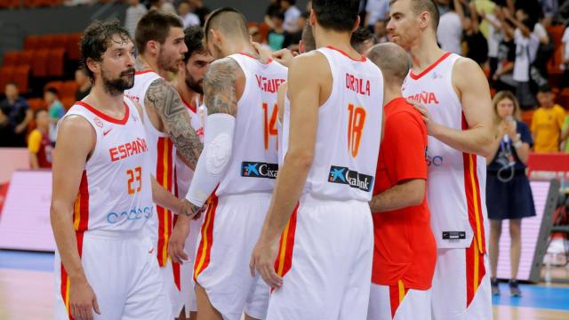 La selección española de baloncesto en un amistoso en 2019