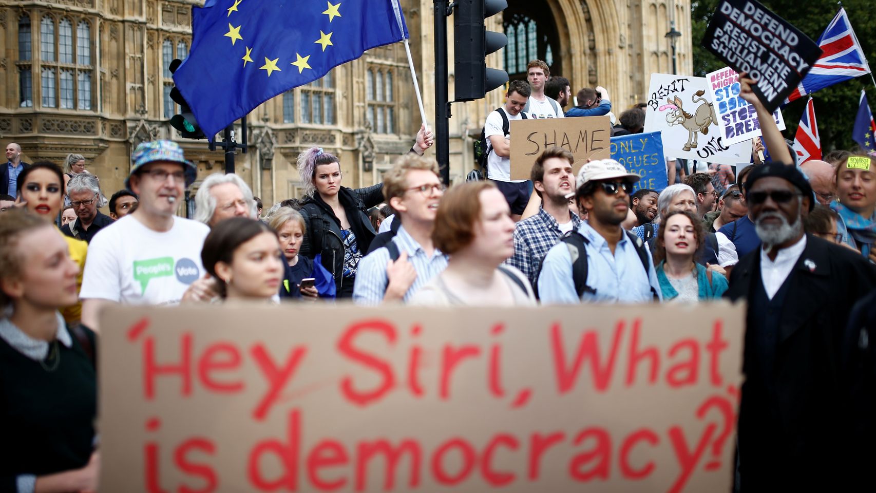 Manifestación en contra del 'brexit' a las puertas del Parlamento británico.