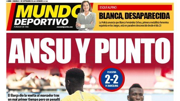 Portada Mundo Deportivo (01/09/19)