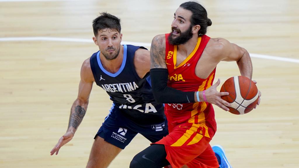 Ricky Rubio, durante un amistoso contra Argentina