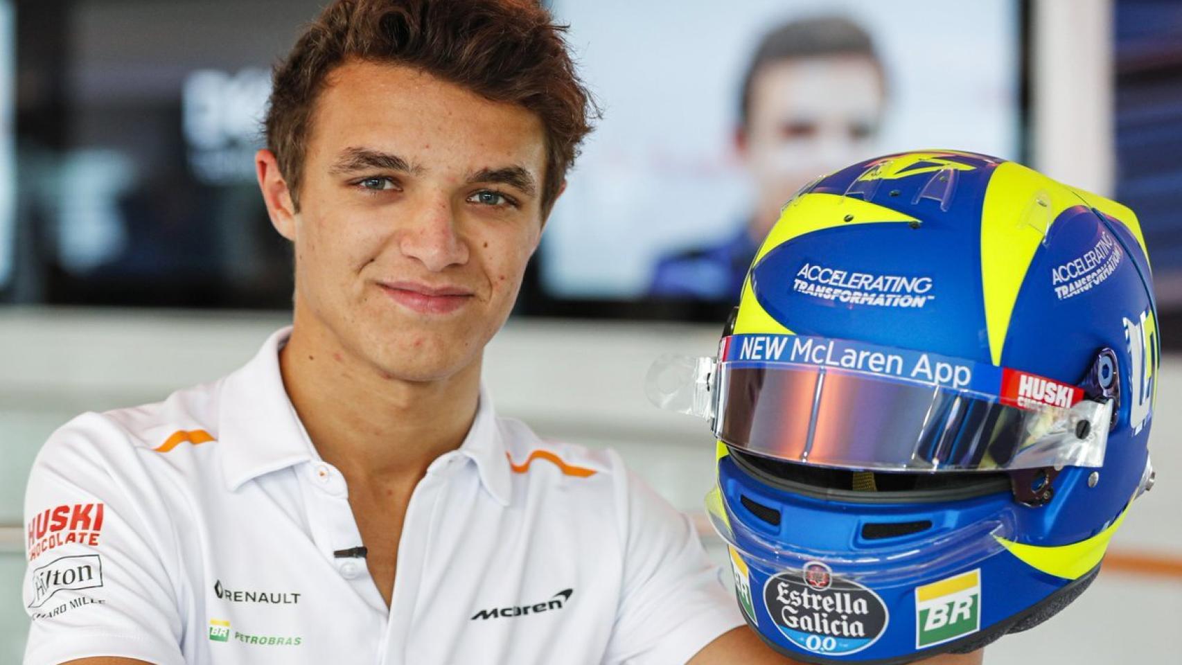 Lando Norris posa con su nuevo caso. Foto: Twitter (@LandoNorris)