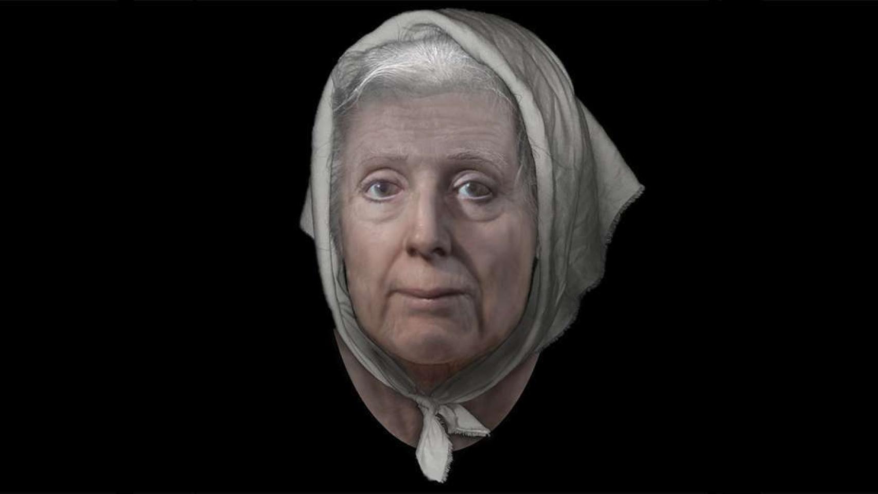 Cara reconstruida de la anciana.